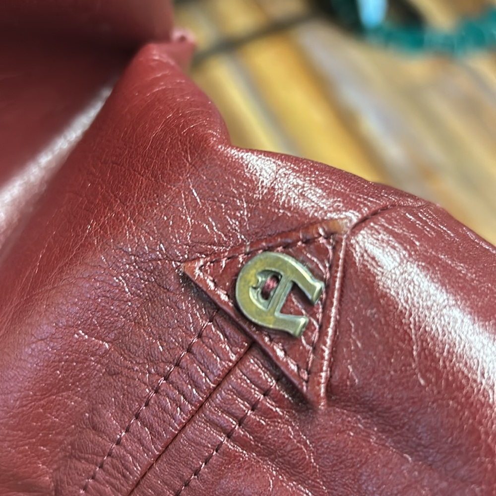 Vintage Etienne Aigner Burgundy Leather double breasted Jacket Size 16 - Picture 15 of 15